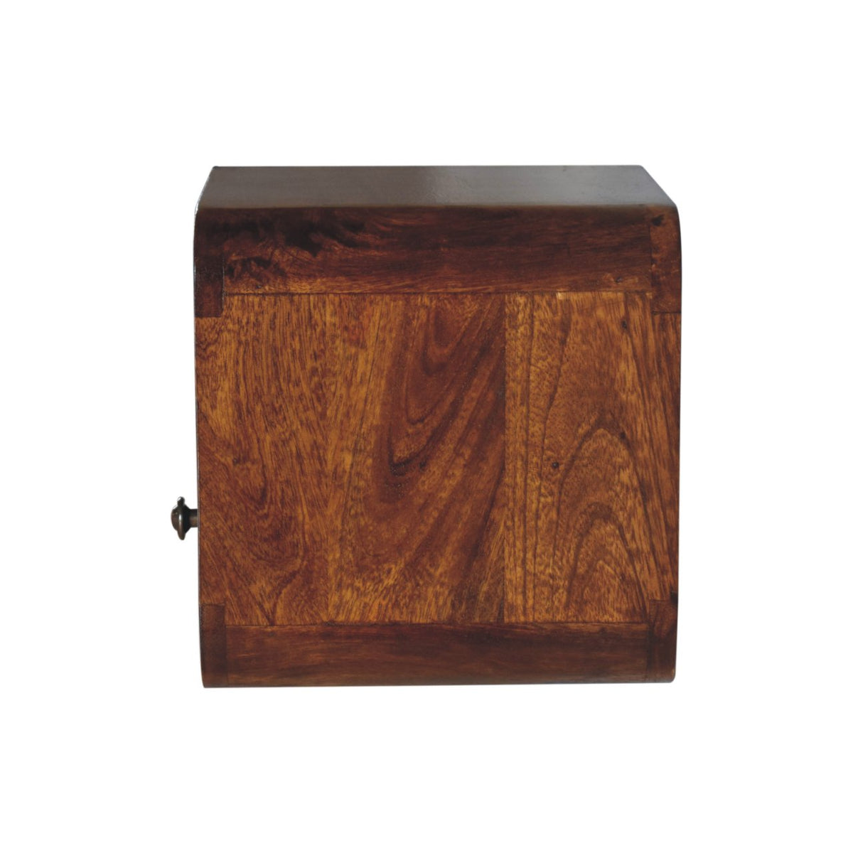 Extra-Mini Floating Solid Mango Wood Nightstand – Chestnut Finish, Drawer & Open Shelf