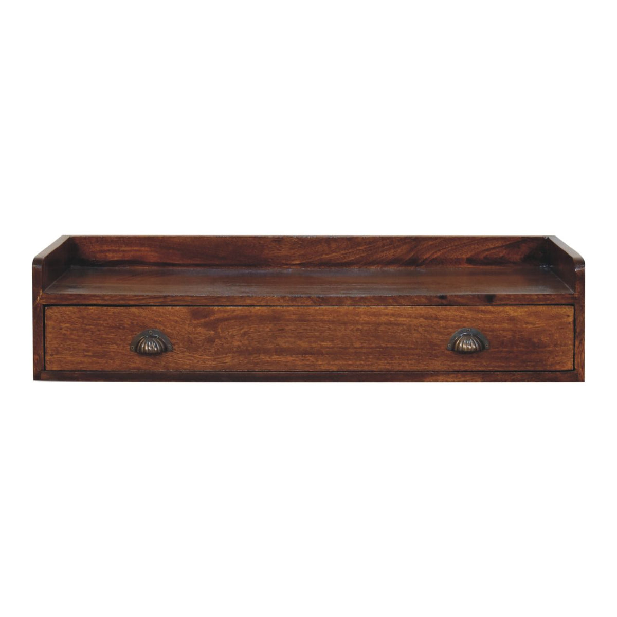 Belmont Wall-Mounted Solid Mango Wood Console Shelf – Chestnut Finish