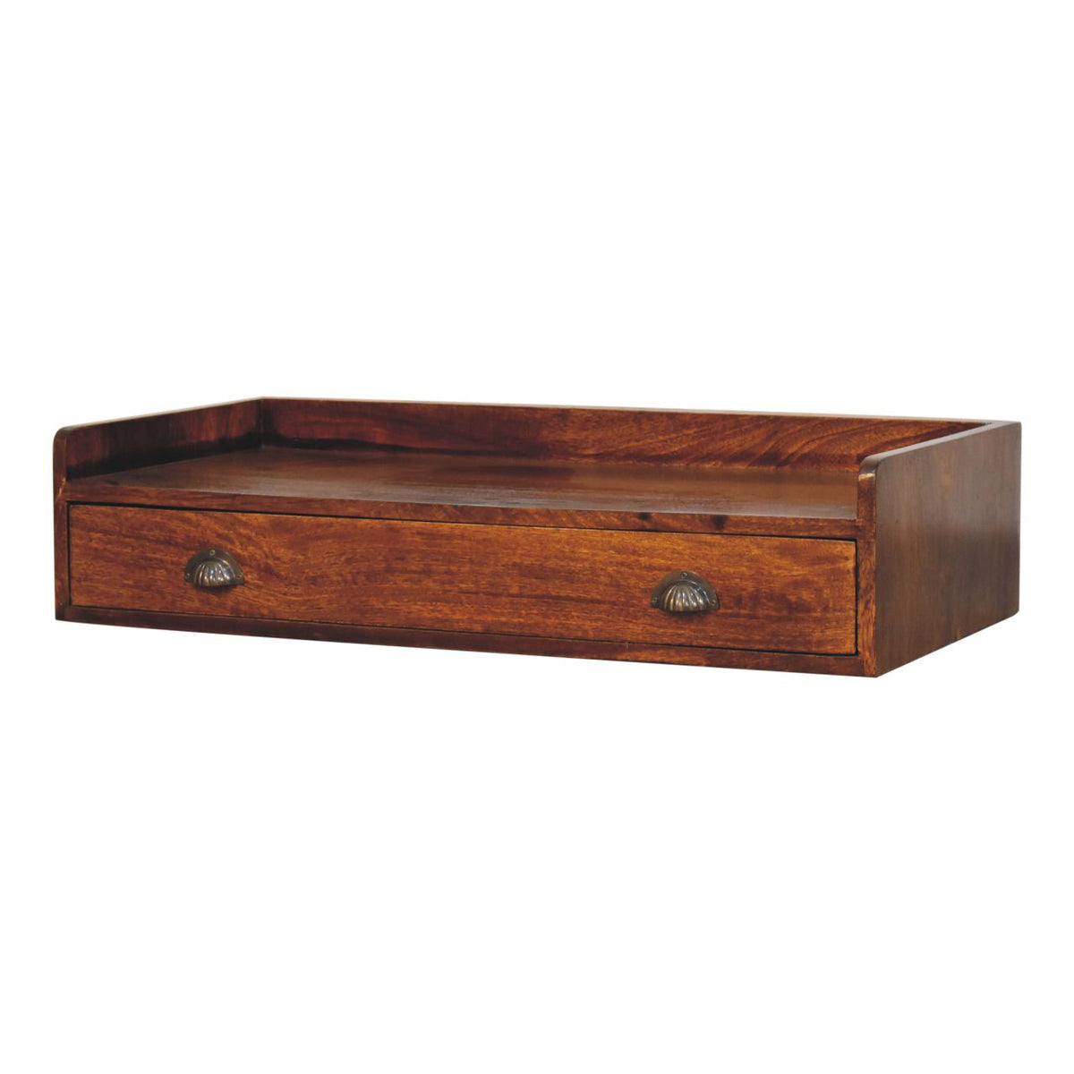 Belmont Wall-Mounted Solid Mango Wood Console Shelf – Chestnut Finish