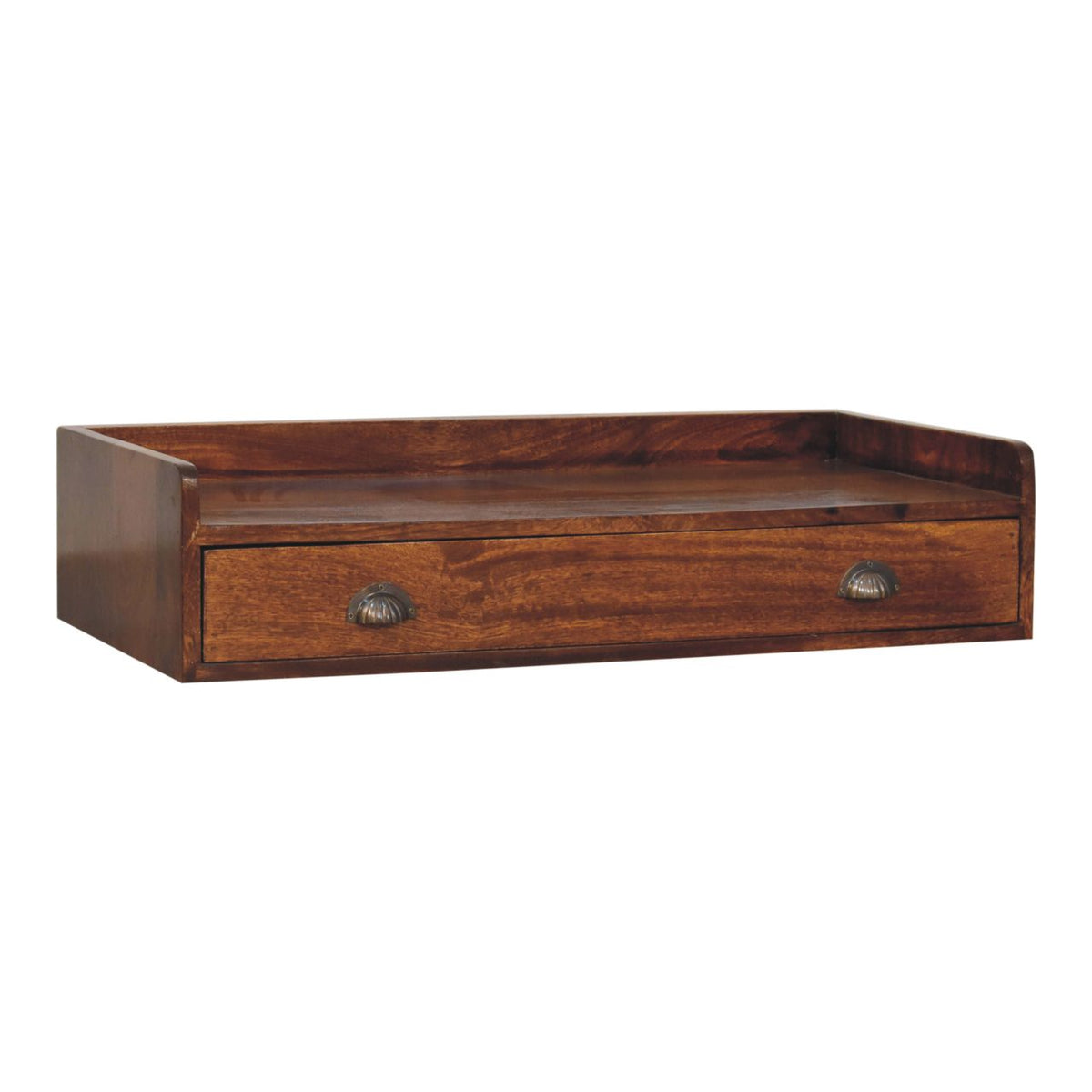 Belmont Wall-Mounted Solid Mango Wood Console Shelf – Chestnut Finish