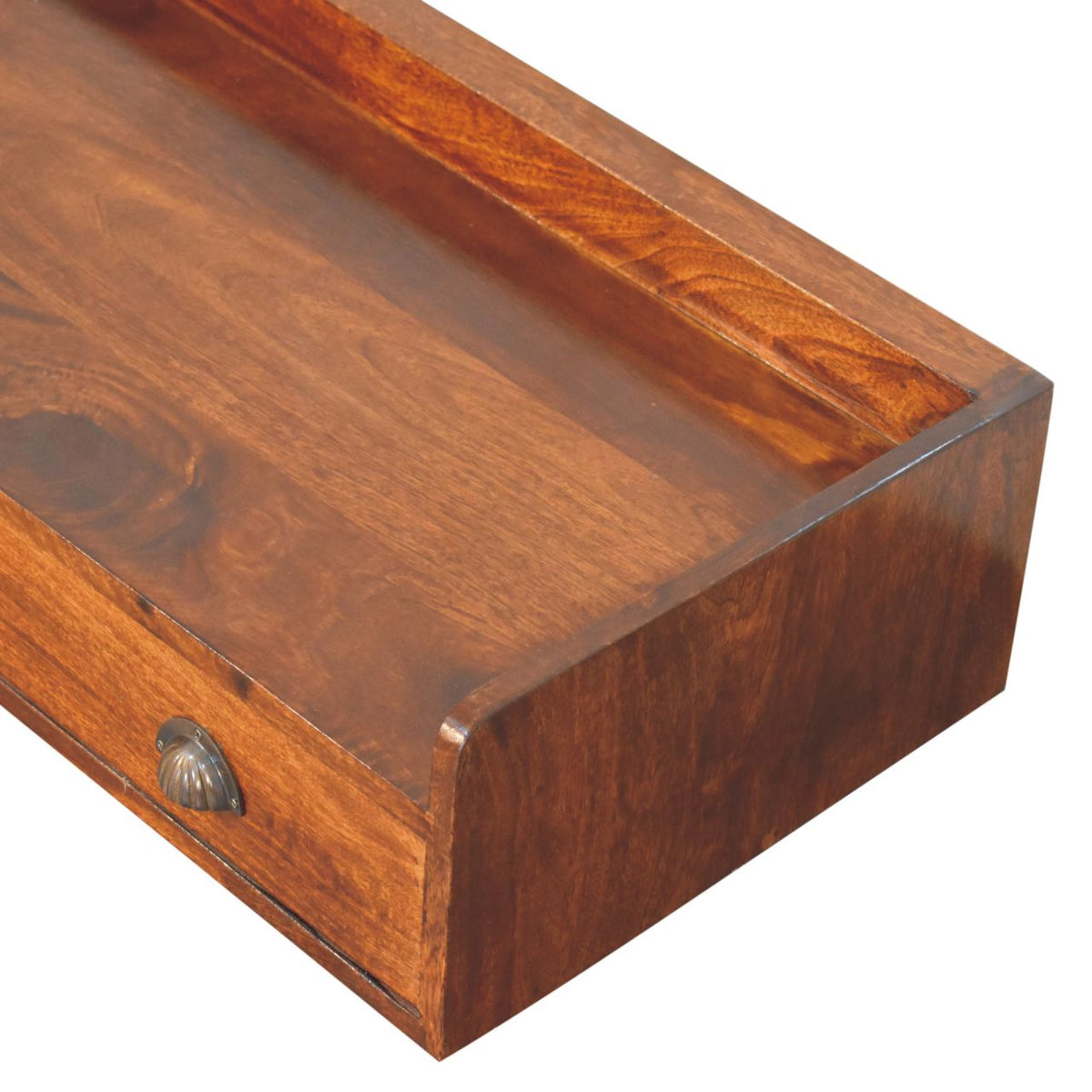 Belmont Wall-Mounted Solid Mango Wood Console Shelf – Chestnut Finish