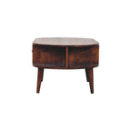 Oval Solid Wood Coffee Table with 2 Drawers – Chestnut Finish
