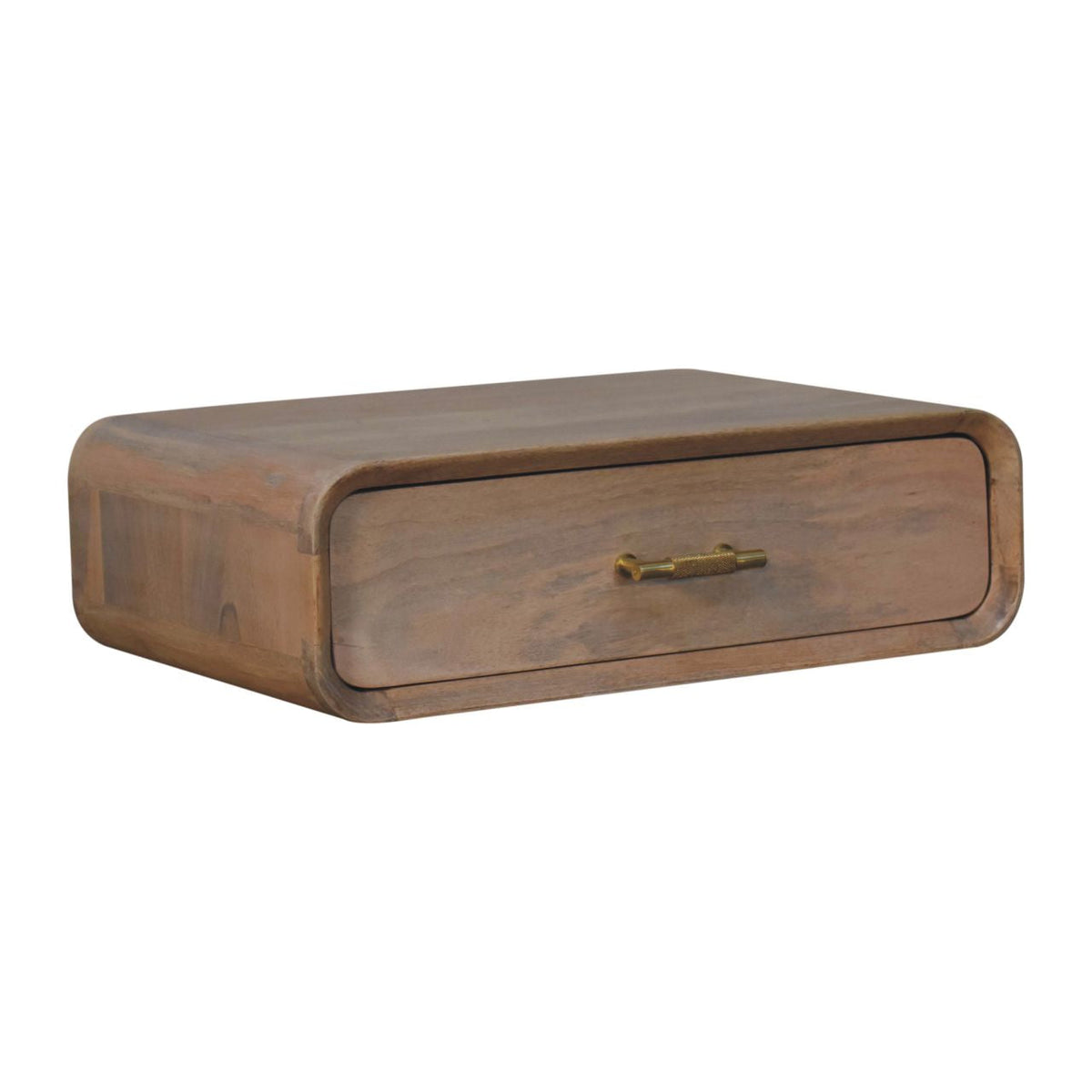 Sonoma T-Bar Wall-Mounted Solid Mango Wood Bedside Table – Oak-Ish Finish