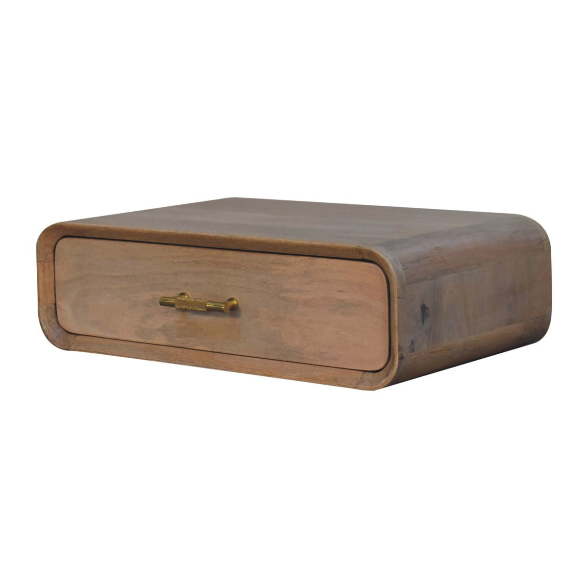 Sonoma T-Bar Wall-Mounted Solid Mango Wood Bedside Table – Oak-Ish Finish