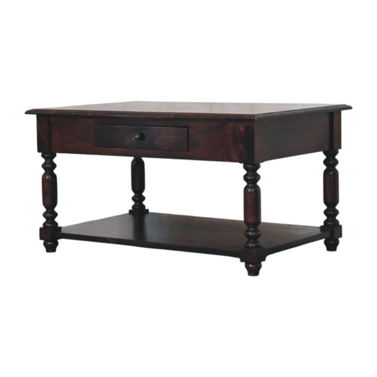 Turned Legs Solid Mango Wood Console Table – Cherry Finish