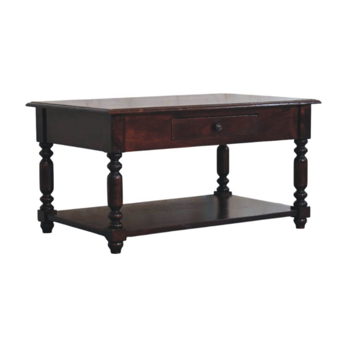 Turned Legs Solid Mango Wood Console Table – Cherry Finish