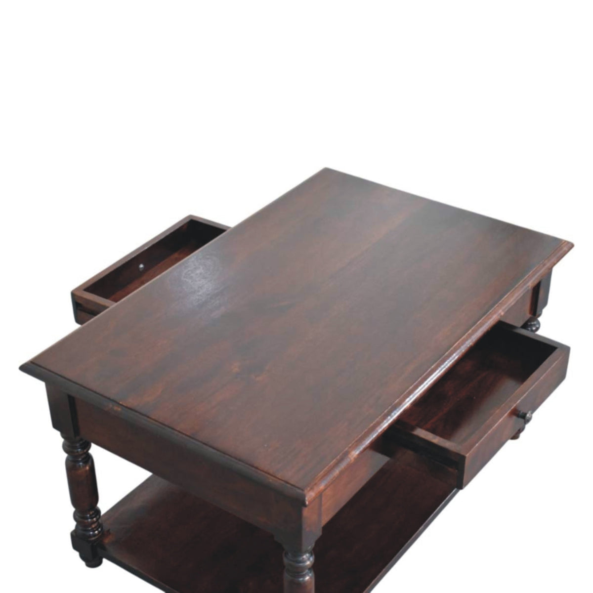 Turned Legs Solid Mango Wood Console Table – Cherry Finish