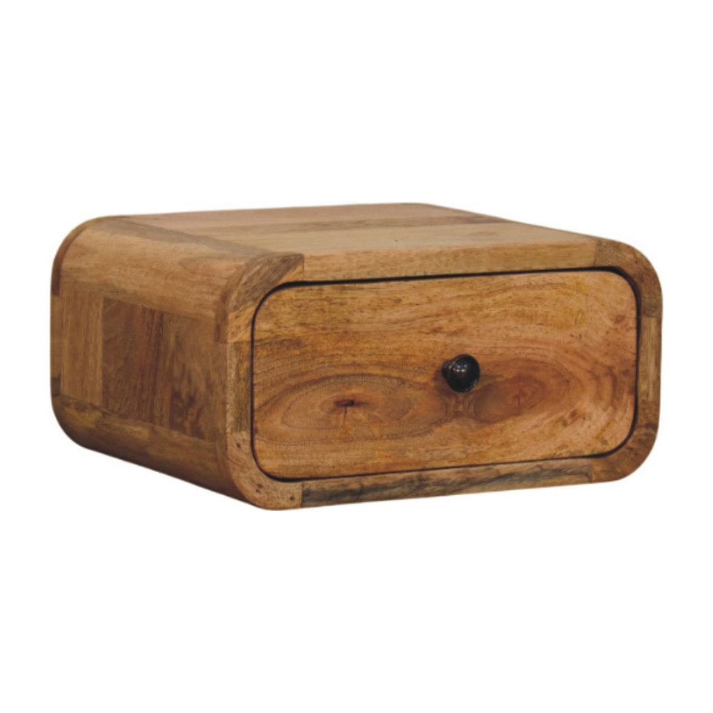 Avora Mini Floating 1-Drawer Solid Mango Wood Nightstand – Oak-Ish Finish