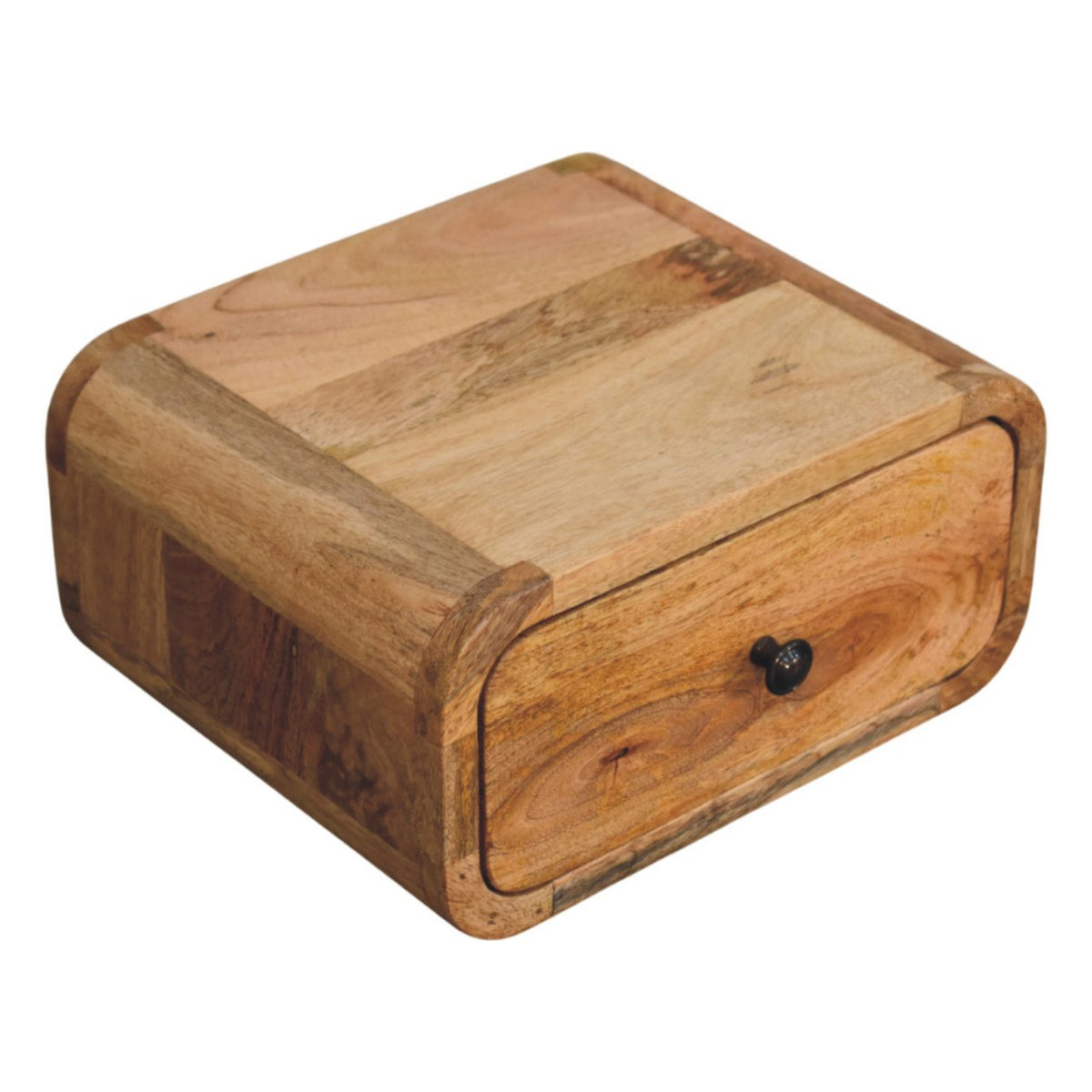 Avora Mini Floating 1-Drawer Solid Mango Wood Nightstand – Oak-Ish Finish