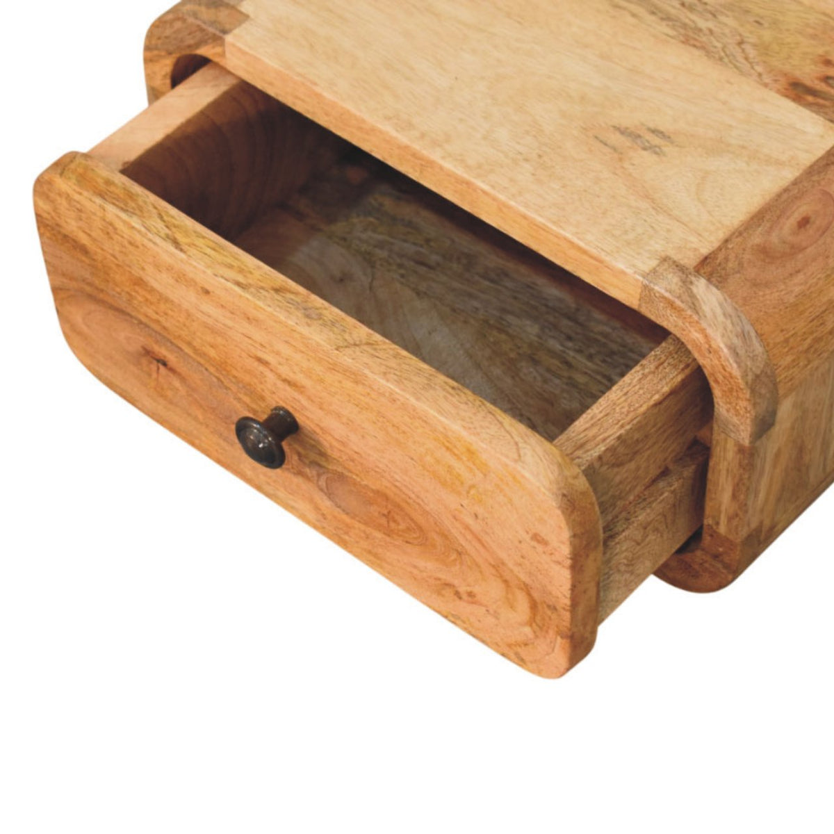 Avora Mini Floating 1-Drawer Solid Mango Wood Nightstand – Oak-Ish Finish
