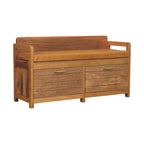 Oxford Solid Mango Wood Storage Bench – Oak-Ish Finish, Tan Leather Seat
