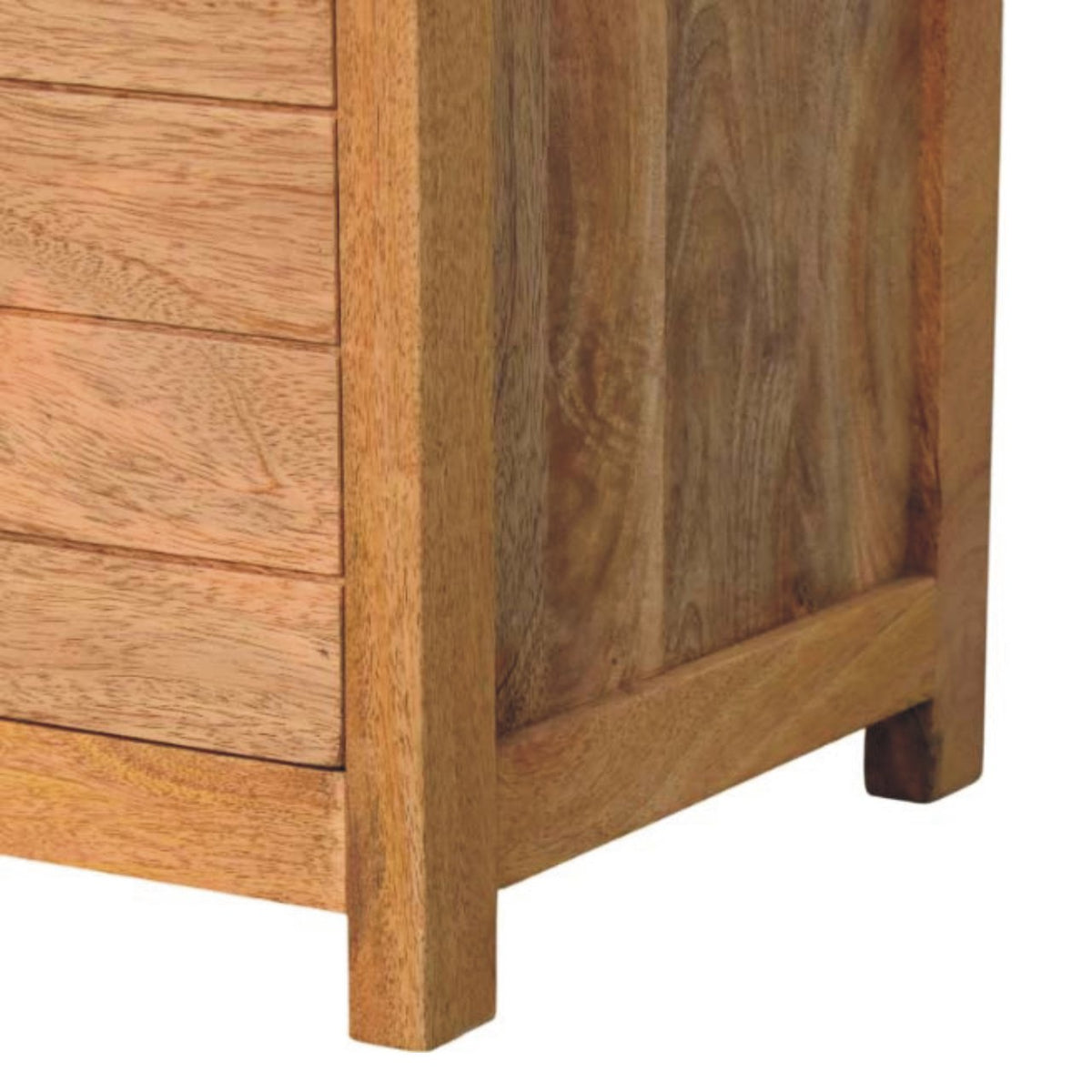 Oxford Solid Mango Wood Storage Bench – Oak-Ish Finish, Tan Leather Seat