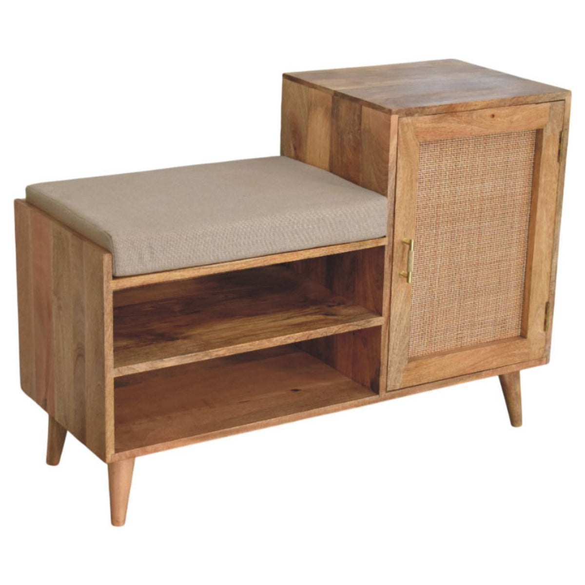 Larissa 2 Slot Solid Mango Wood Bench Unit – Oak-Ish Finish