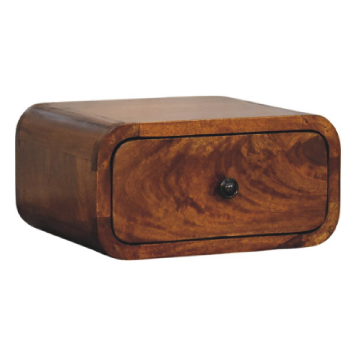 Avora Mini Wall-Mounted 1-Drawer Solid Mango Wood Nightstand – Chestnut Finish