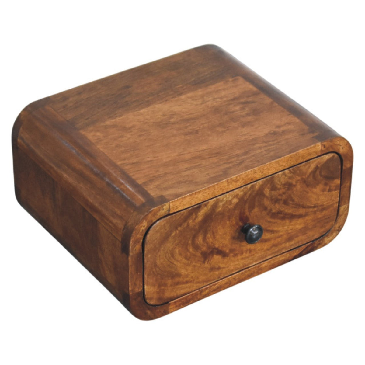 Avora Mini Wall-Mounted 1-Drawer Solid Mango Wood Nightstand – Chestnut Finish