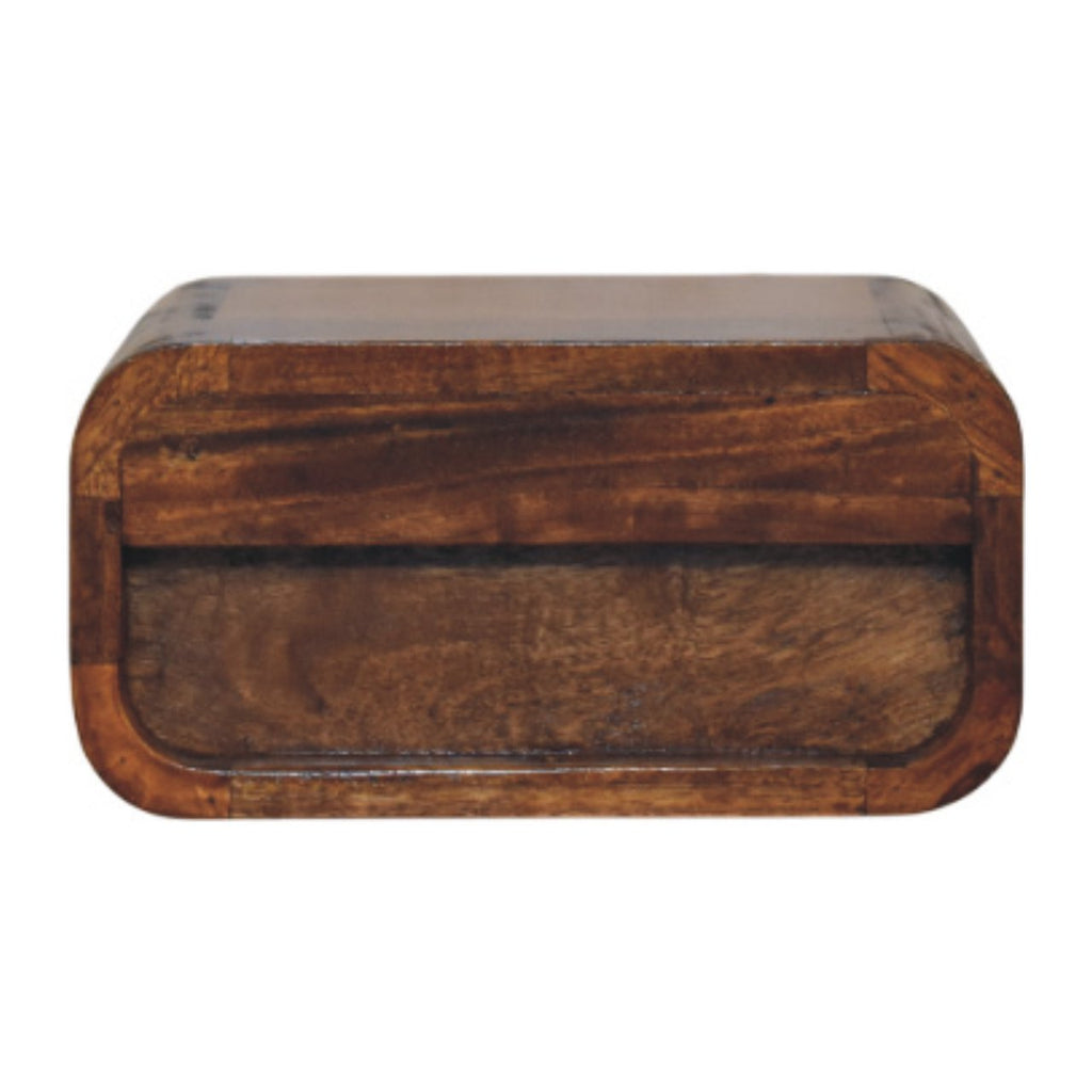 Avora Mini Wall-Mounted 1-Drawer Solid Mango Wood Nightstand – Chestnut Finish