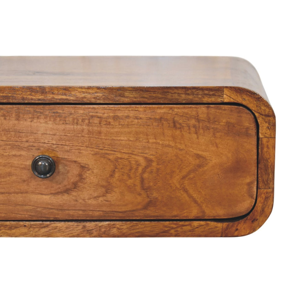 Avora Wall-Mounted 1-Drawer Solid Mango Wood Nightstand – Chestnut Finish