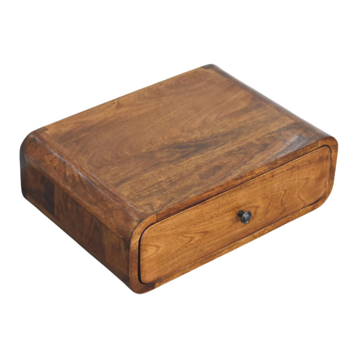 Avora Wall-Mounted 1-Drawer Solid Mango Wood Nightstand – Chestnut Finish