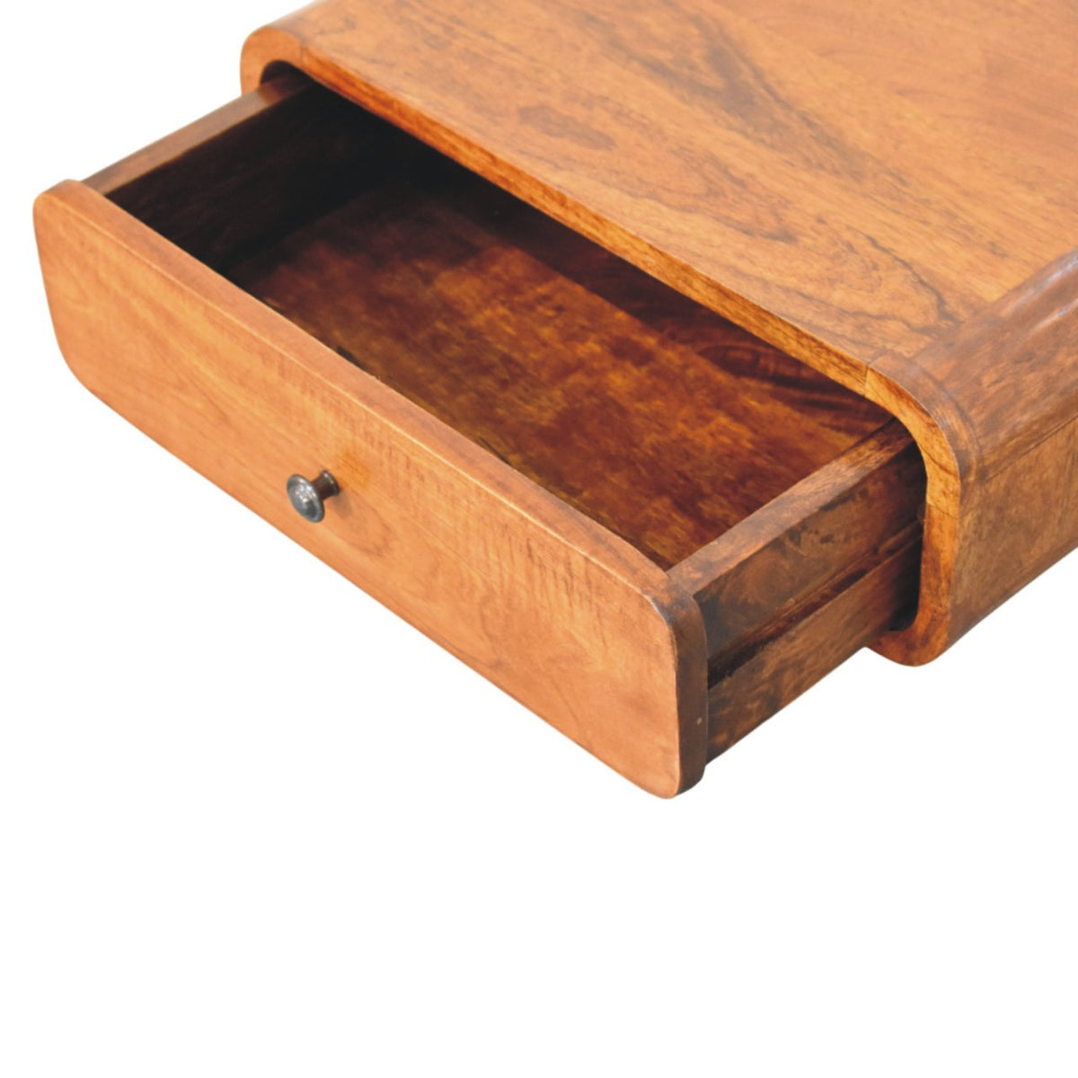 Avora Wall-Mounted 1-Drawer Solid Mango Wood Nightstand – Chestnut Finish