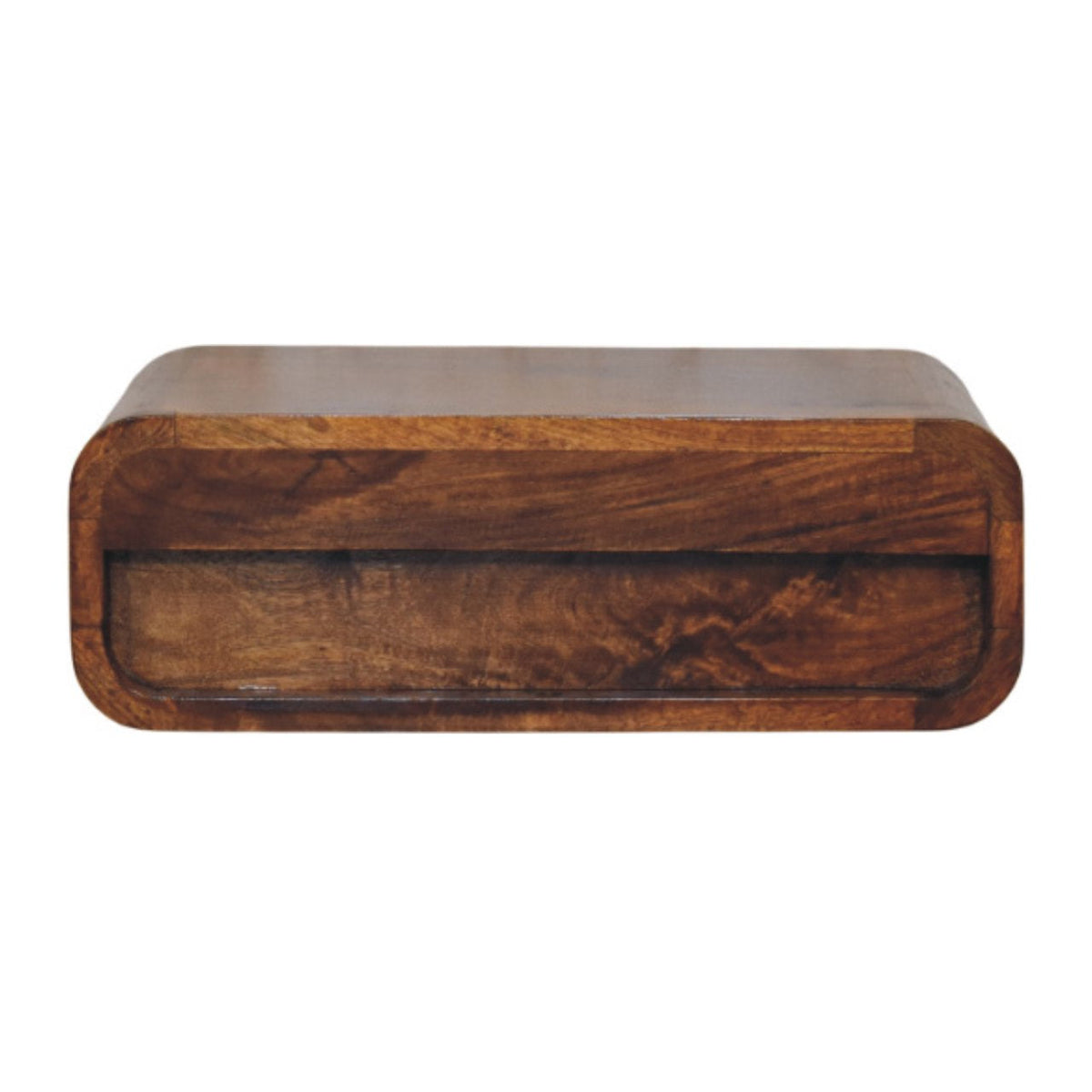 Avora Wall-Mounted 1-Drawer Solid Mango Wood Nightstand – Chestnut Finish