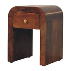 Mini Darcy Solid Mango Wood Nightstand with Curved Edges – Chestnut Finish