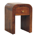 Mini Darcy Solid Mango Wood Nightstand with Curved Edges – Chestnut Finish