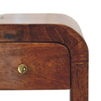 Mini Darcy Solid Mango Wood Nightstand with Curved Edges – Chestnut Finish