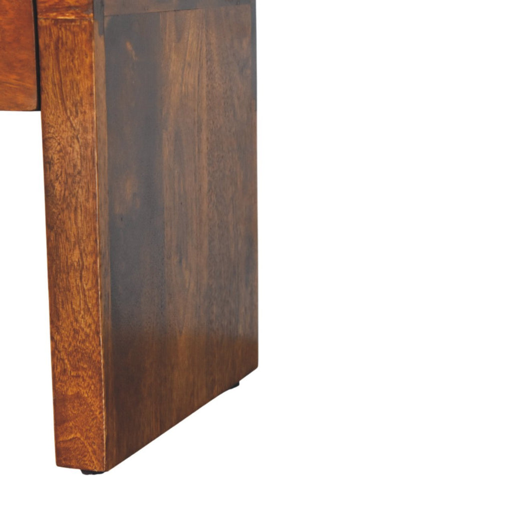 Mini Darcy Solid Mango Wood Nightstand with Curved Edges – Chestnut Finish
