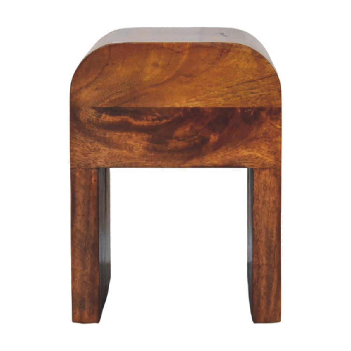 Mini Darcy Solid Mango Wood Nightstand with Curved Edges – Chestnut Finish
