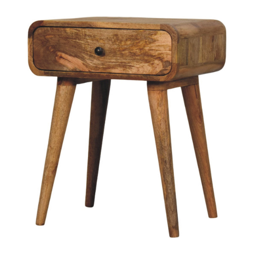 Avora Solid Mango Wood Nightstand with 1 Drawer – Oak-Ish Finish