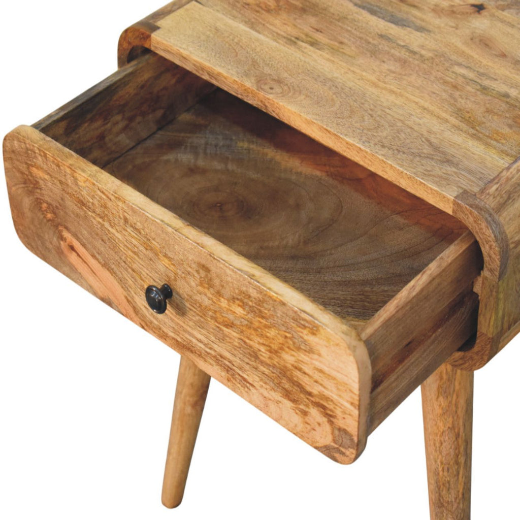 Avora Solid Mango Wood Nightstand with 1 Drawer – Oak-Ish Finish