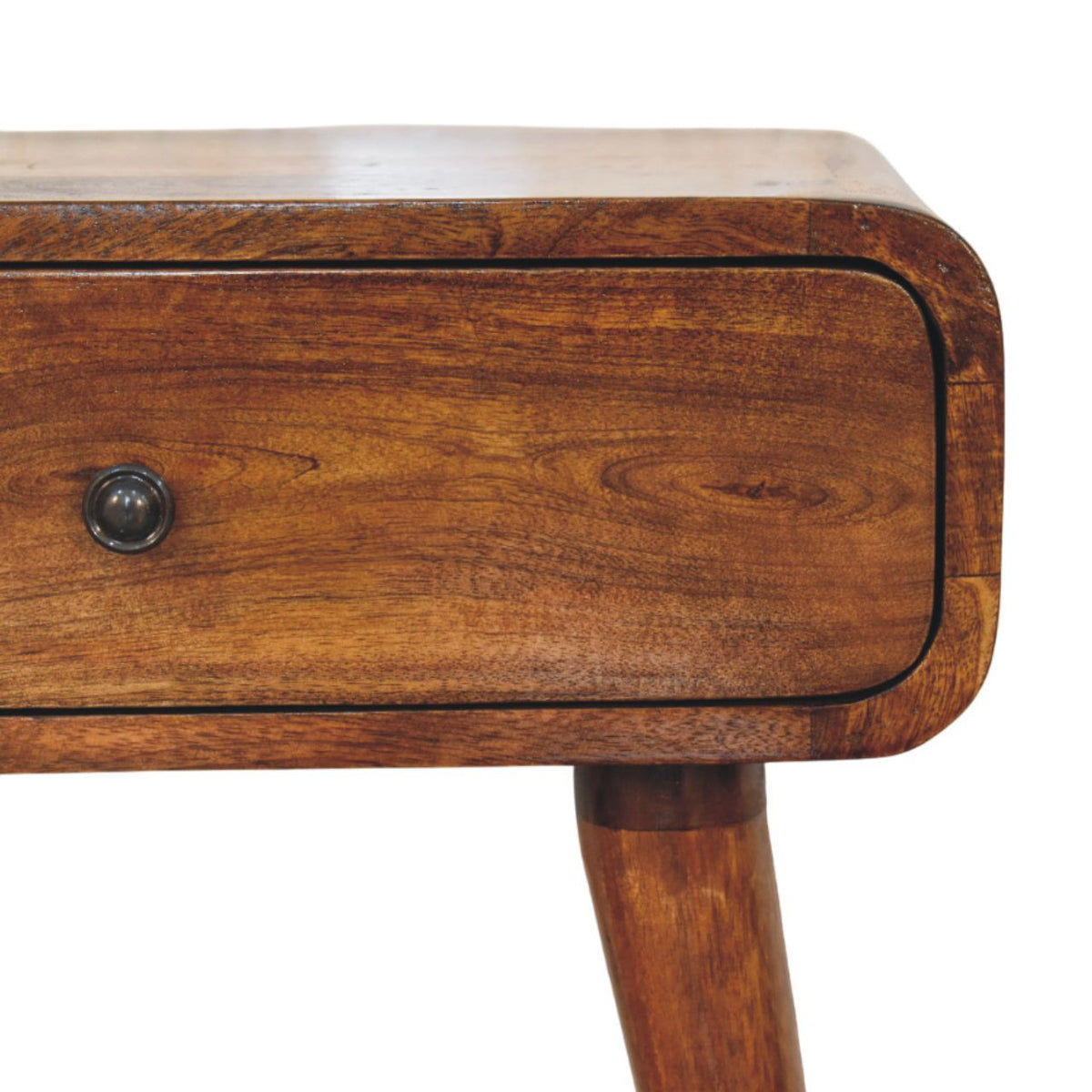 Avora Solid Mango Wood 1-Drawer Nightstand – Chestnut Finish
