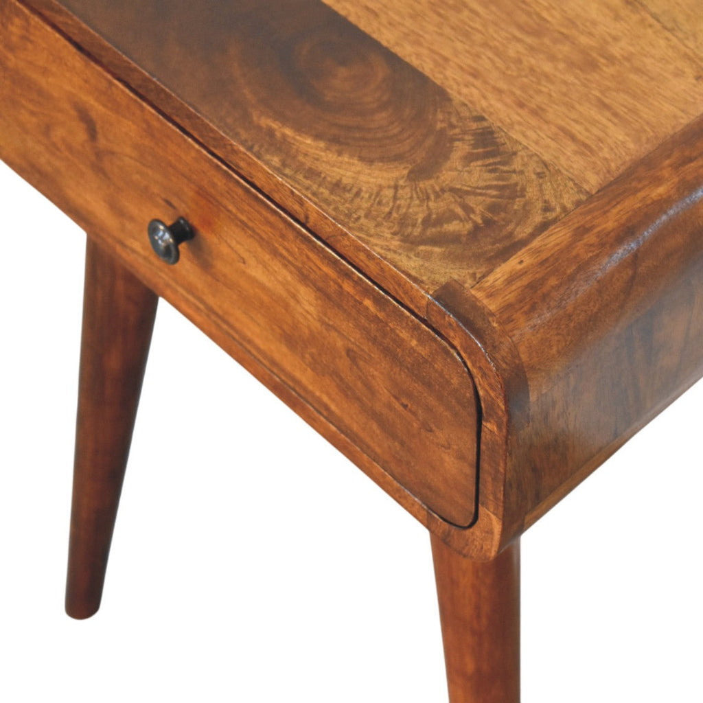 Avora Solid Mango Wood 1-Drawer Nightstand – Chestnut Finish