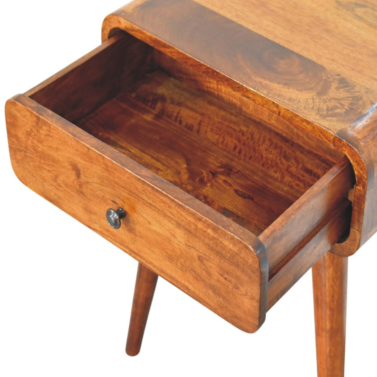Avora Solid Mango Wood 1-Drawer Nightstand – Chestnut Finish