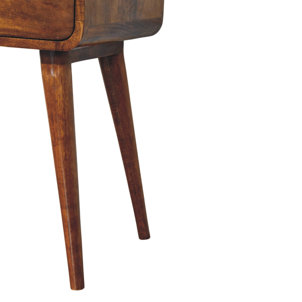 Avora Solid Mango Wood 1-Drawer Nightstand – Chestnut Finish