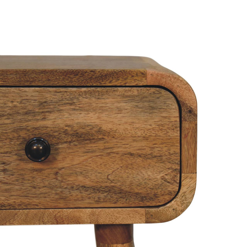 Avora Mini Solid Mango Wood Nightstand with 1 Drawer – Oak-Ish Finish