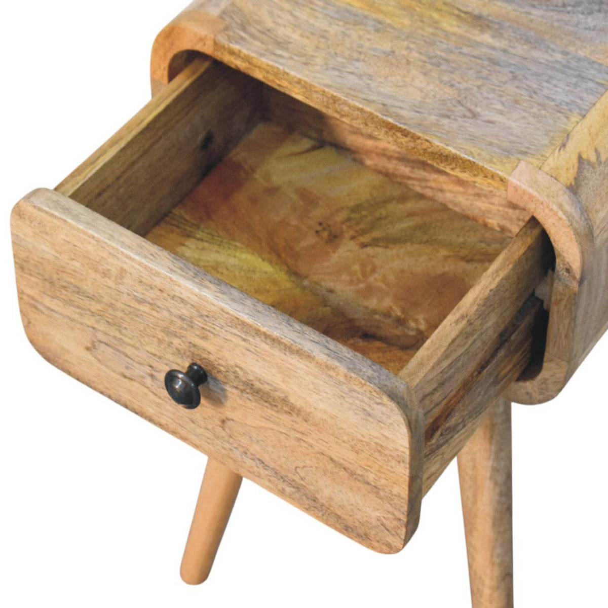 Avora Mini Solid Mango Wood Nightstand with 1 Drawer – Oak-Ish Finish
