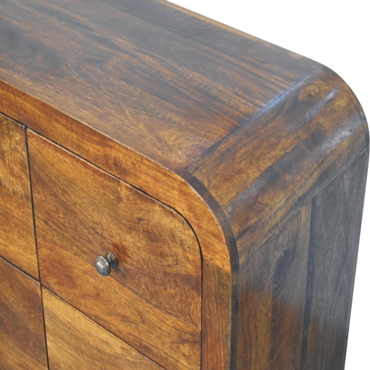 Darcy Solid Mango Wood Chest – Chestnut Finish, 3-over-3 Drawer Layout