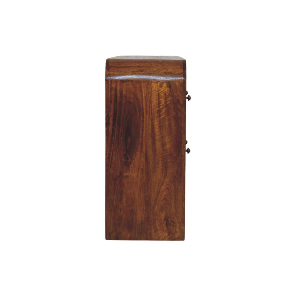 Darcy Solid Mango Wood Chest – Chestnut Finish, 3-over-3 Drawer Layout