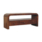 Darcy 3 Drawer Open Shelf Solid Mango Wood Media Unit – Chestnut Finish