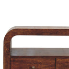 Darcy 3 Drawer Open Shelf Solid Mango Wood Media Unit – Chestnut Finish