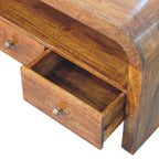 Darcy 3 Drawer Open Shelf Solid Mango Wood Media Unit – Chestnut Finish