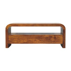 Darcy 3 Drawer Open Shelf Solid Mango Wood Media Unit – Chestnut Finish