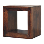 Solis Open Solid Mango Wood Side Table – California Walnut Finish