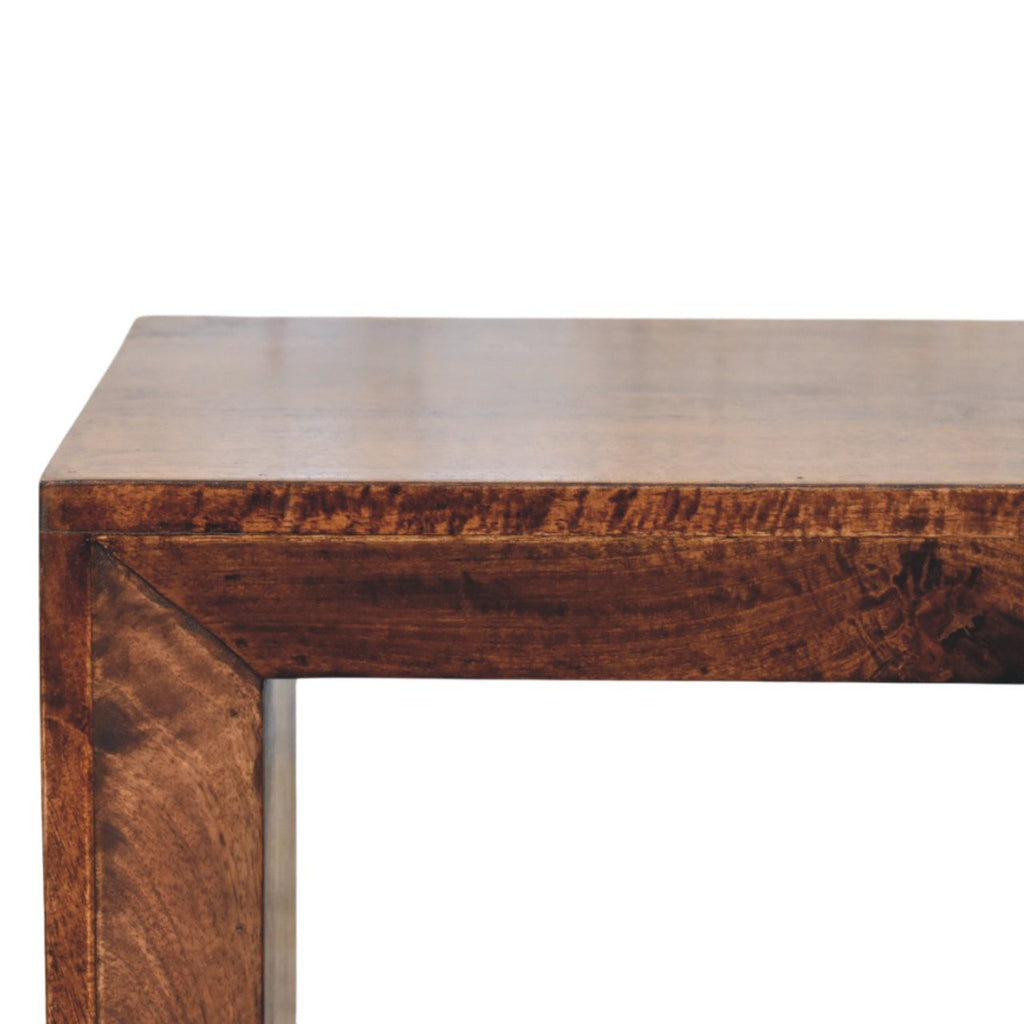 Solis Open Solid Mango Wood Side Table – California Walnut Finish