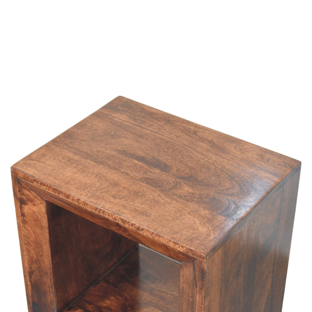Solis Open Solid Mango Wood Side Table – California Walnut Finish