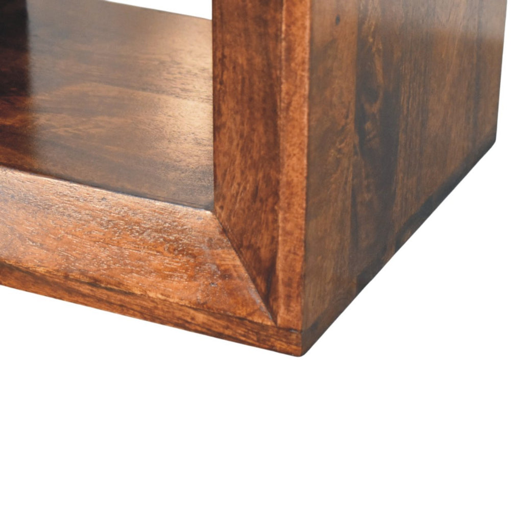 Solis Open Solid Mango Wood Side Table – California Walnut Finish