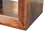 Solis Open Solid Mango Wood Side Table – California Walnut Finish