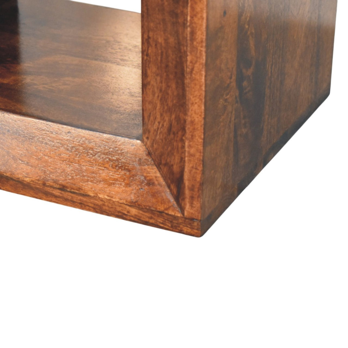 Solis Open Solid Mango Wood Side Table – California Walnut Finish