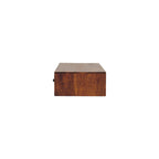Lunar Solid Mango Wood Floating Console – Chestnut Finish, 2 Compact Drawers